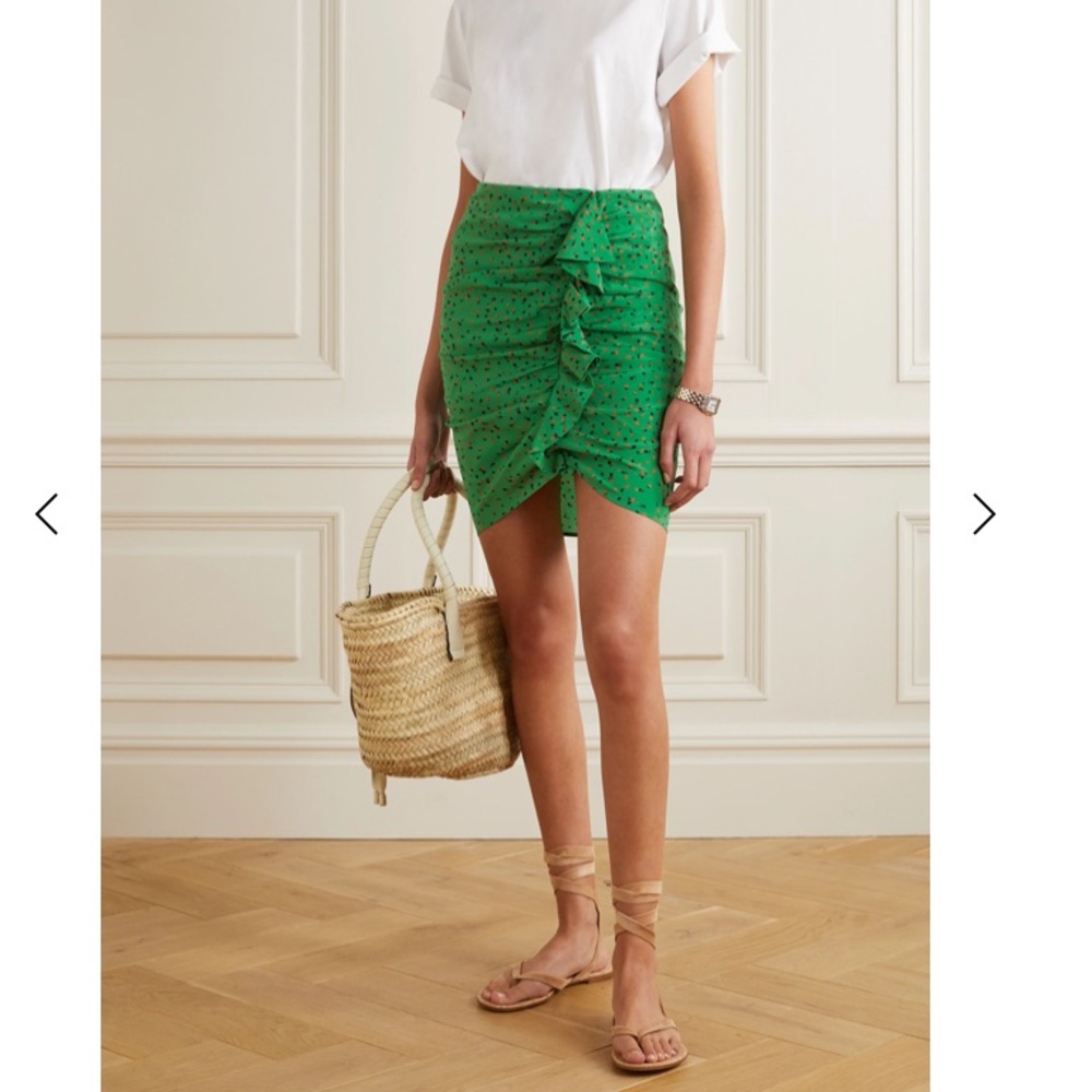 Veronica Beard Green Ruffle Mini Skirt